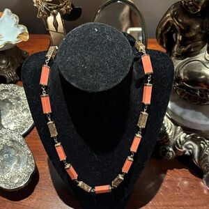 Vintage Coral and Gold Necklace